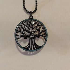Silver and Turquoise Tree of Life Pendant
